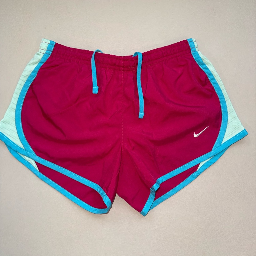 Nike Magenta Girls' Athletic Shorts with Turquoise Trim